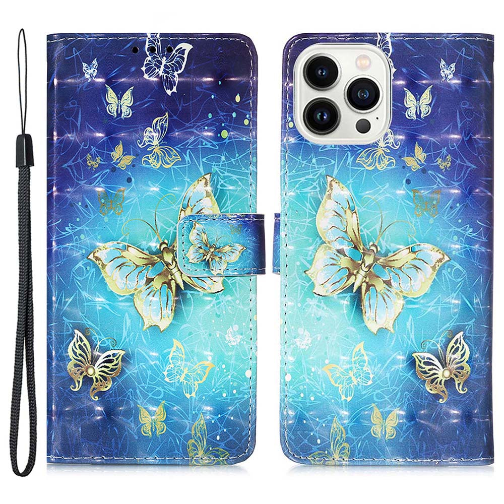 YB Pattern Printing Leather Series-2 for iPhone 15 Pro Max Wallet Phone Case 3D Pattern Printed Stand Cover YB Pattern Printing Leather Series-2 for iPhone 15 Pro Max Wallet Phone Case 3D Pattern Printed Stand Cover